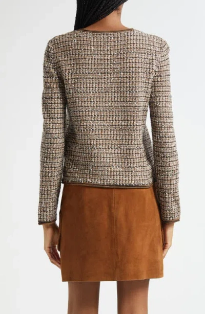 Veronica Beard Brisa Tweed Button-front Jacket In Brown