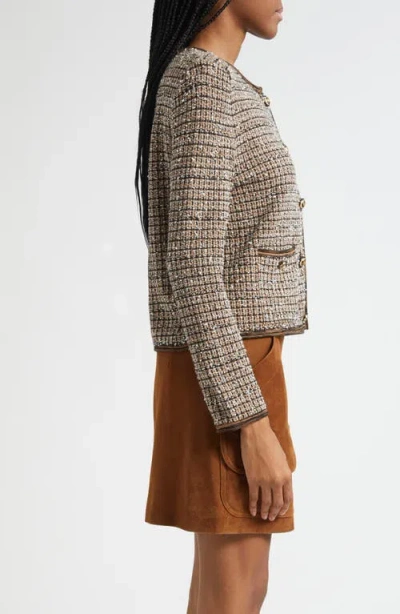 Veronica Beard Brisa Tweed Button-front Jacket In Brown