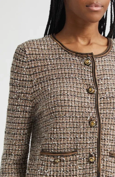 Veronica Beard Brisa Tweed Button-front Jacket In Brown