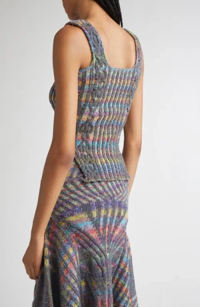 Paolina Russo Warrior Corset Mixed Stitch Wool Blend Sweater Tank In Multi