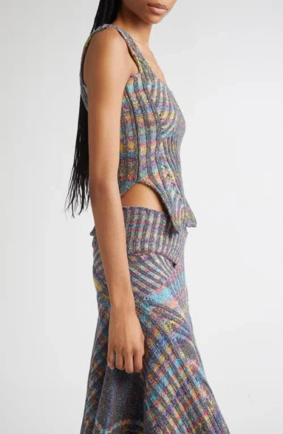 Paolina Russo Warrior Corset Mixed Stitch Wool Blend Sweater Tank In Multi