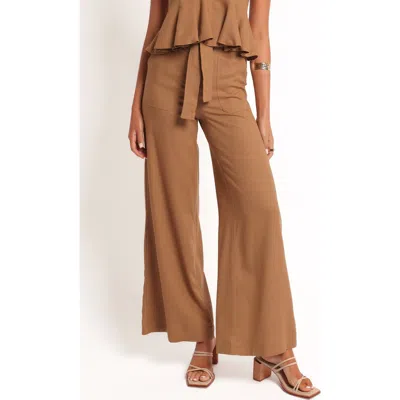 Petal And Pup Petal & Pup Zuva Tie Waist Cotton & Linen Pants In Brown