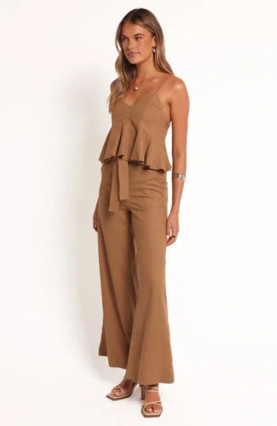 Petal And Pup Petal & Pup Zuva Tie Waist Cotton & Linen Pants In Brown