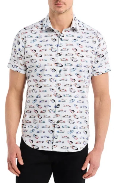 Robert Graham Neon Wheels Short Sleeve Cotton Button-up Shirt In Multi