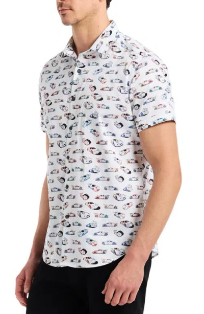 Robert Graham Neon Wheels Short Sleeve Cotton Button-up Shirt In Multi