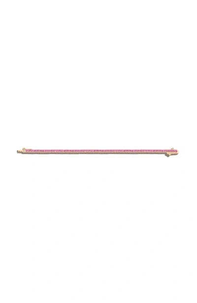 Aurate New York Pink Sapphire Tennis Bracelet In Yellow