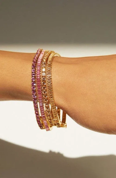 Aurate New York Pink Sapphire Tennis Bracelet In Yellow