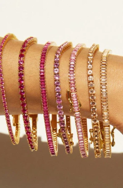 Aurate New York Pink Sapphire Tennis Bracelet In Yellow