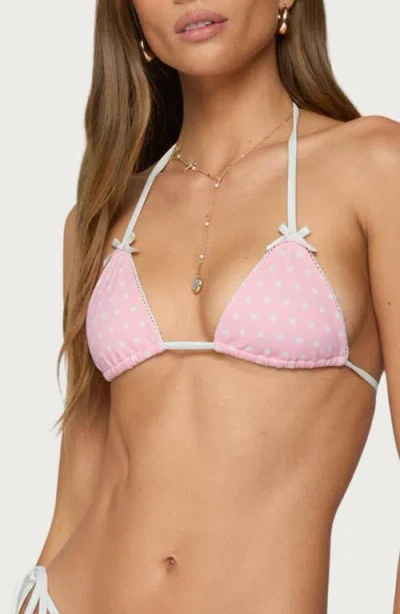 Edikted Leigh Polka Dot Triangle Bikini Top In Pink
