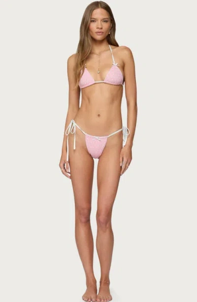 Edikted Leigh Polka Dot Triangle Bikini Top In Pink