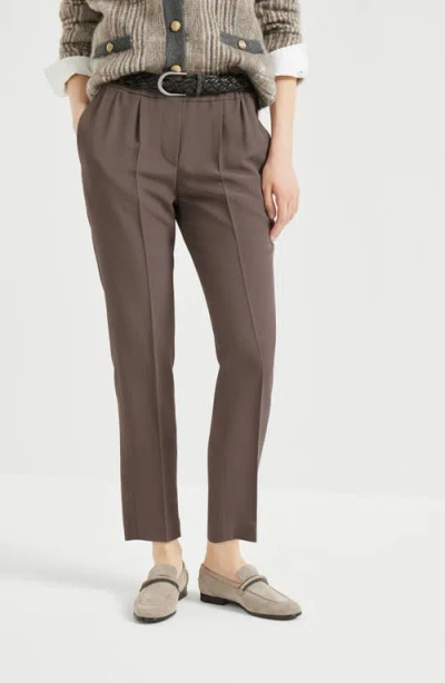 Brunello Cucinelli Baggy Pull-on Pants In Cotton Cover Up In Brown