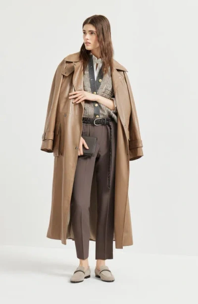 Brunello Cucinelli Baggy Pull-on Pants In Cotton Cover Up In Brown