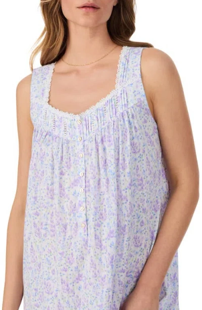 Eileen West Women's Printed Sleeveless Pointelle Ballet Nightgown In White