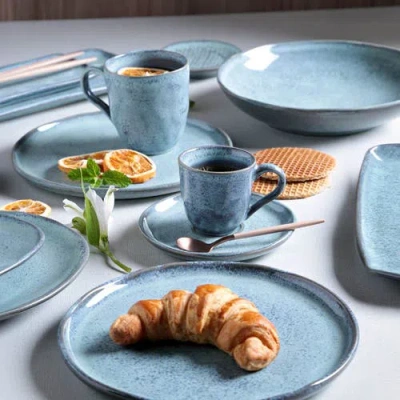 Porto Brasil Stoneware Coffee Cup And Saucer Set, Service For 6 In Blue