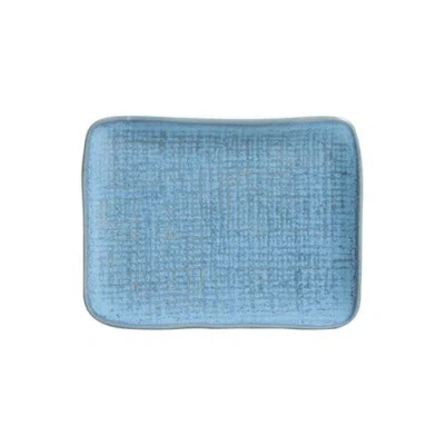 Porto Brasil 7" Stoneware Rectangular Juta Platters, Set Of 4 In Blue