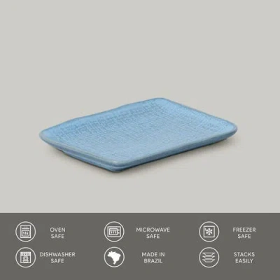 Porto Brasil 7" Stoneware Rectangular Juta Platters, Set Of 4 In Blue