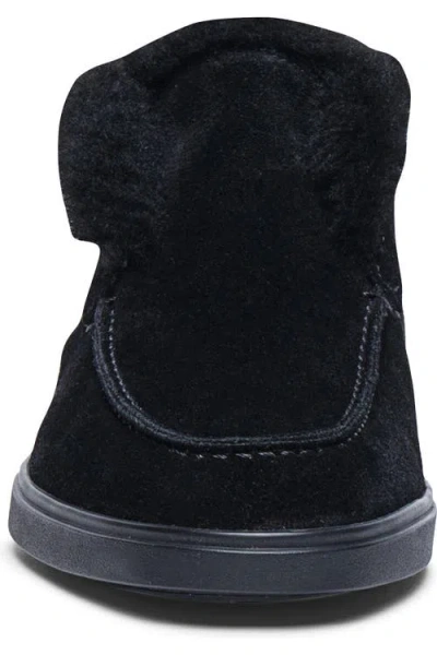 Santoni Fortune Shearling Suede Loafer Booties In Black