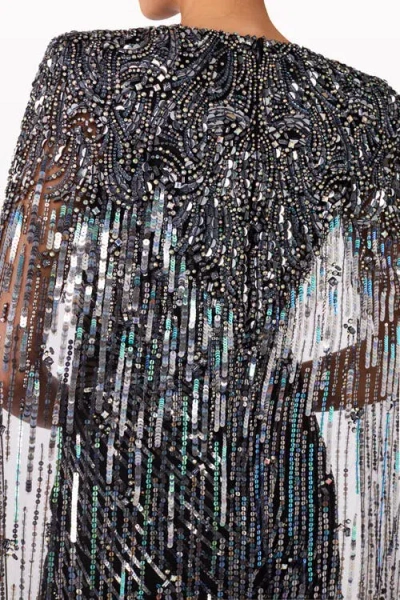 Jenny Packham Gold Rush Cape-effect Embellished Tulle Gown In Black
