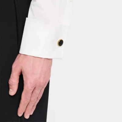 Link Up Round Cufflinks With Texture Border In Gold