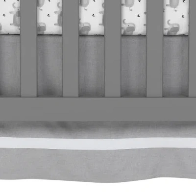 Lambs & Ivy Signature Linen With White Trim 4-sided Crib Skirt In Gray