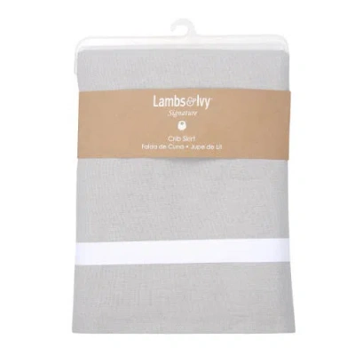 Lambs & Ivy Signature Linen With White Trim 4-sided Crib Skirt In Gray