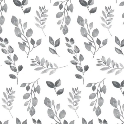 Lambs & Ivy Painted Forest Watercolor Leaf Print Baby Fitted Crib Sheet In Gray