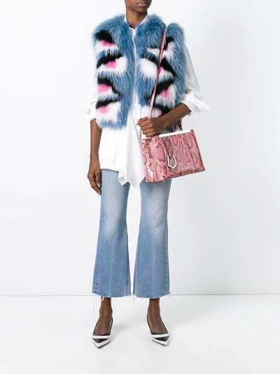 Shop Fendi Bag Bugs Fox Fur Gilet - Blue