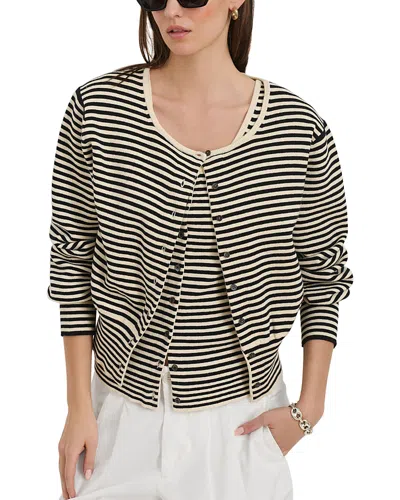 Alex Mill Stripe Puff Sleeve Cardigan In Black