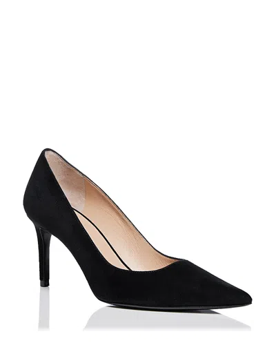 Stuart Weitzman Anny 70 Pointed-toe Suede Court Shoes In Black