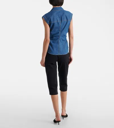 Veronica Beard Sera Denim Top In Blue