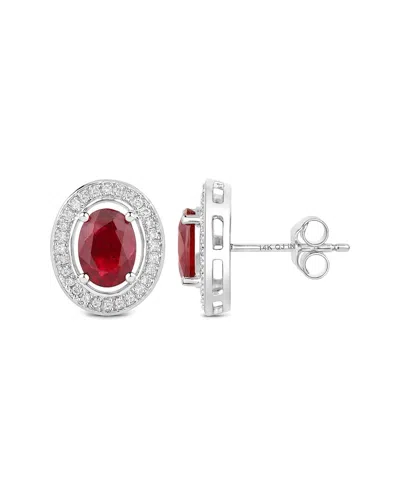 Diana M. 14k 2.12 Ct. Tw. Diamond & Ruby Earrings In Metallic