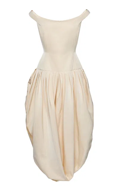 Magda Butrym Off-shoulder Cotton And Silk Maxi Dress In White