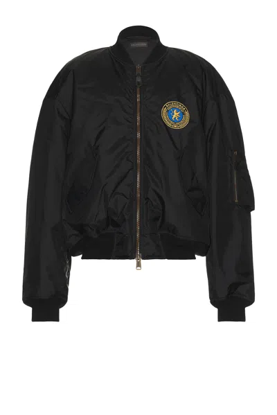 Balenciaga Black Nylon Uniform Merch Large Fit Bomber In Black
