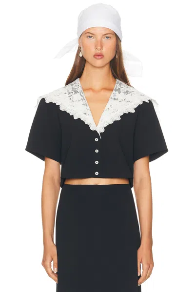 Helsa The Sailor Shirt With Lace Collar In Black