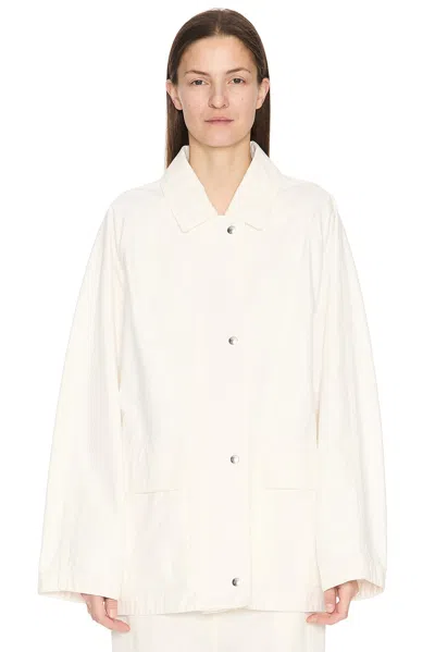 The Row Elodianna Long-sleeve Cotton Utility Jacket In White