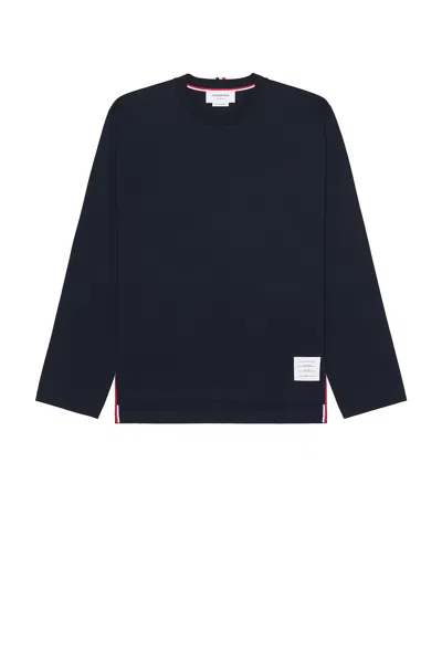 Thom Browne Grosgrain Loop Trim Oversized Long-sleeved T-shirt In Blue