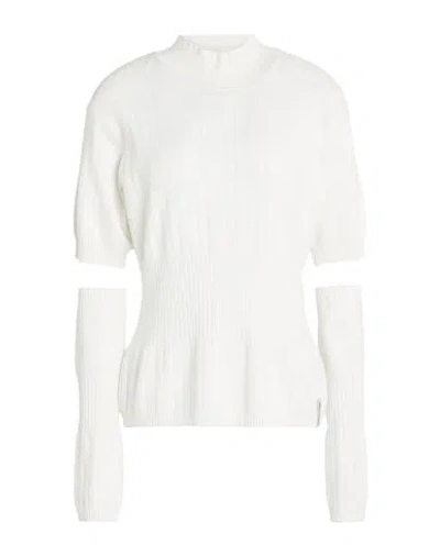 Hinnominate Woman Turtleneck Off White Size L Viscose, Polyester, Polyamide In White