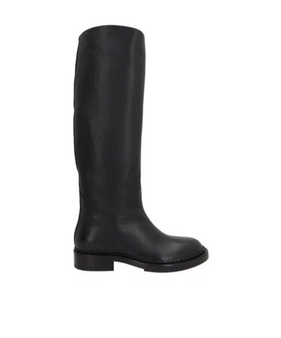 Santoni X 10 Corso Como Leather Boots In Black