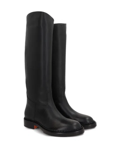 Santoni X 10 Corso Como Leather Boots In Black