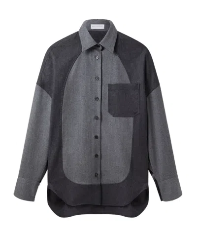 Stella Mccartney Oversized Gray Wool Shirt In Gray