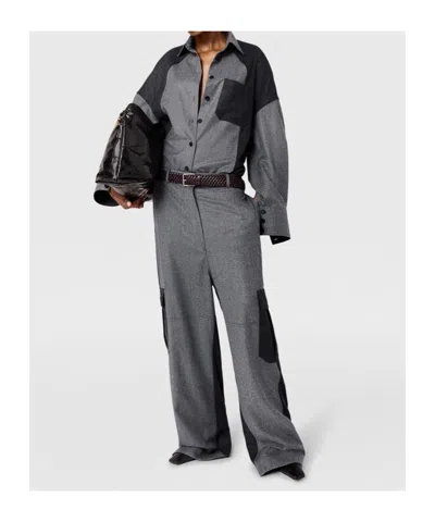 Stella Mccartney Oversized Gray Wool Shirt In Gray