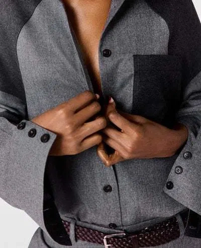 Stella Mccartney Oversized Gray Wool Shirt In Gray