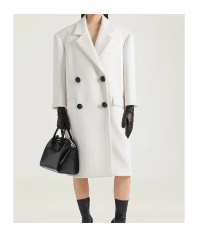 Givenchy Lapel Double-breasted Wool Coat Wide In White