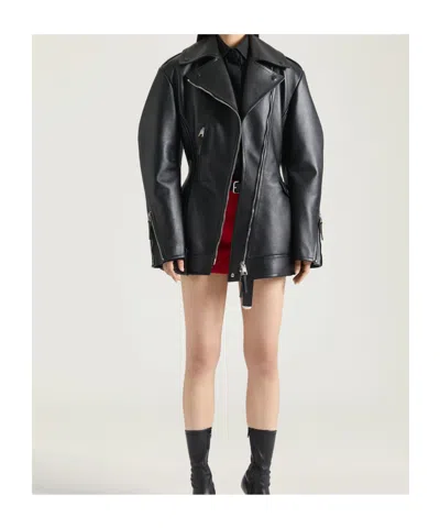 Givenchy Leather Cocoon Waisted Biker Jacket In Black