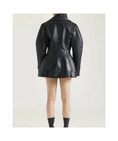 Givenchy Leather Cocoon Waisted Biker Jacket In Black