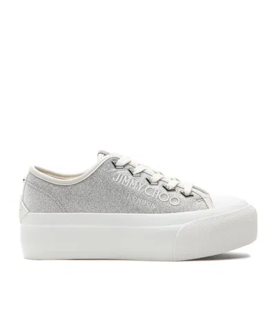 Jimmy Choo Palma Maxi Glittered Low-top Sneakers In White