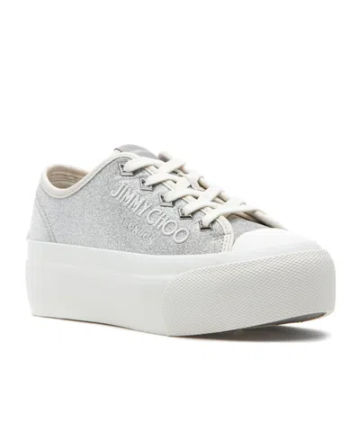 Jimmy Choo Palma Maxi Glittered Low-top Sneakers In White