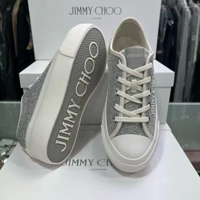 Jimmy Choo Palma Maxi Glittered Low-top Sneakers In White