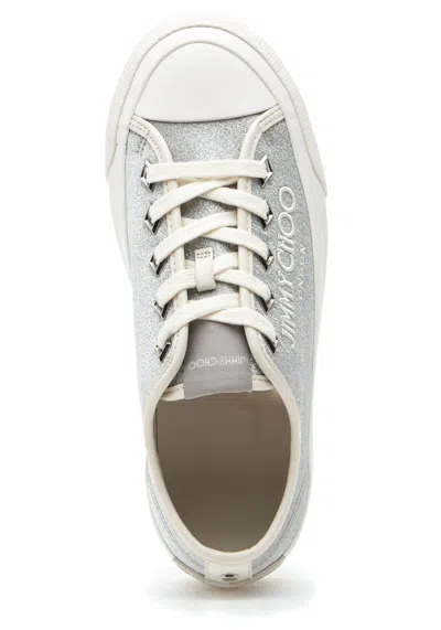 Jimmy Choo Palma Maxi Glittered Low-top Sneakers In White