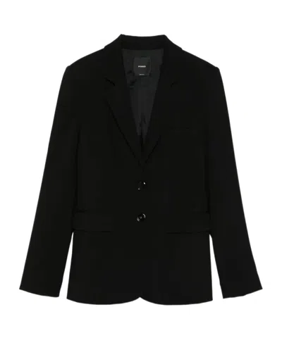 Pinko Tailored Black Jacket With Notched Lapel And Structured Shoulders In Black